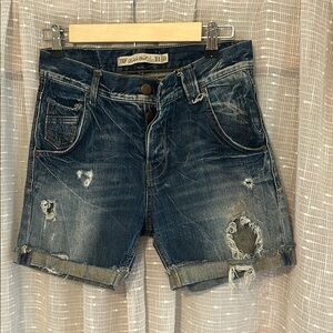 Zara Blue Distressed Jean Shorts